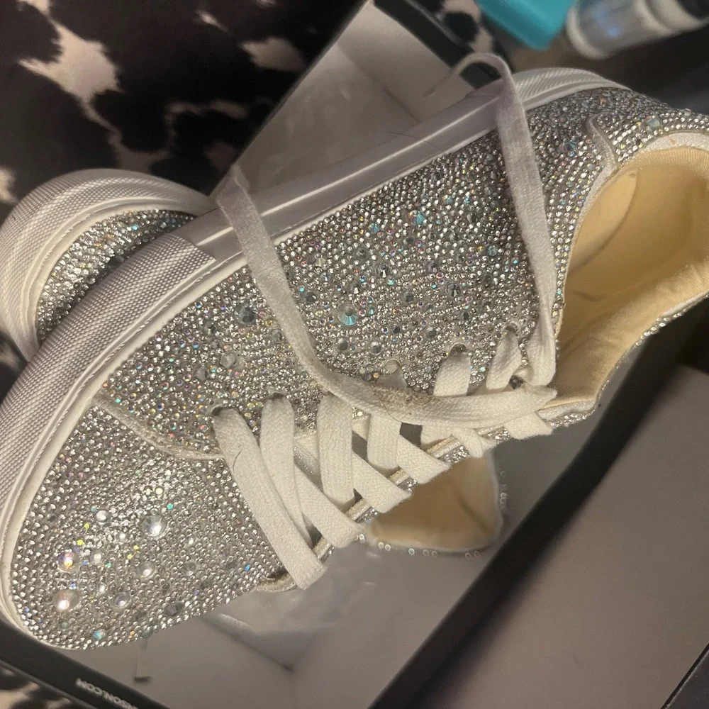 Betsey Johnson Glittering Silver Sneakers - Picture 1 of 4